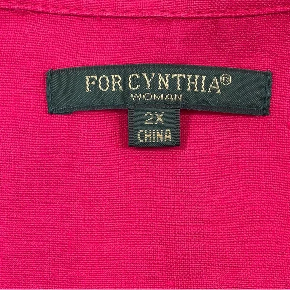 For Cynthia Linen Tunic Top 2X Pink Sleeveless Blouse Plus Size Coastal Boho - Picture 3 of 11